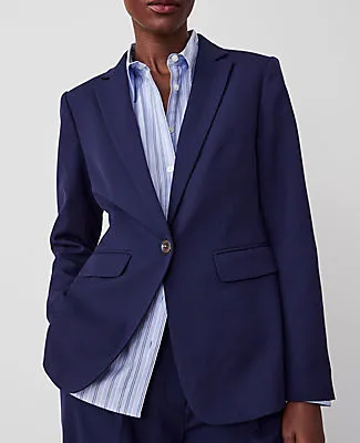 Ann Taylor The Petite Long One Button Notched Blazer in Textured Drape sold by Ann Taylor product image thumbnail 3