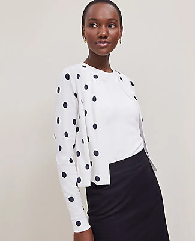 Ann Taylor Petite Dotted Cropped Open Cardigan sold by Ann Taylor