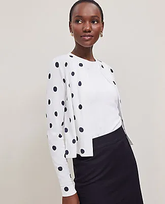 Ann Taylor Petite Dotted Cropped Open Cardigan sold by Ann Taylor