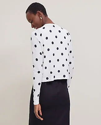 Ann Taylor Petite Dotted Cropped Open Cardigan sold by Ann Taylor product image thumbnail 2