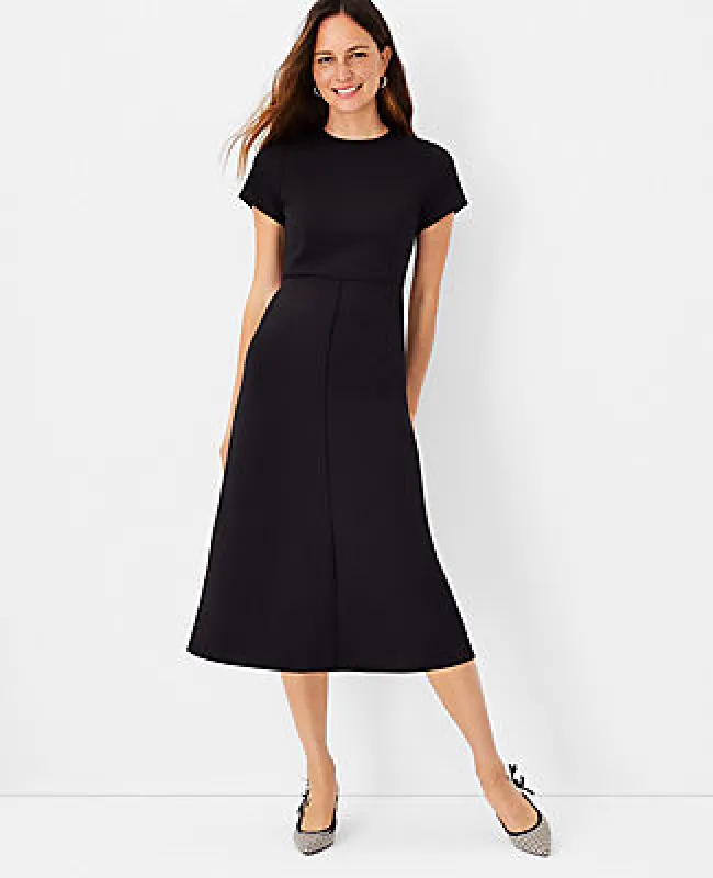 Ann Taylor The Petite Midi Flare Dress in Double Knit sold by Ann Taylor