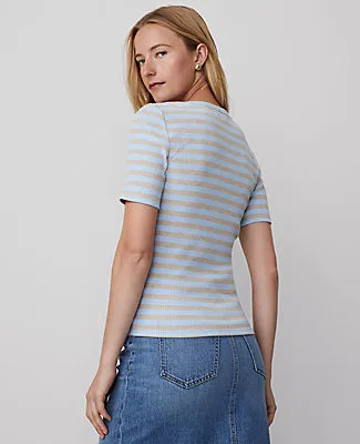 Ann Taylor Weekend Collection Striped Ribbed Henley Top sold by Ann Taylor product image thumbnail 2