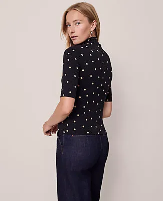 Ann Taylor Dotted Mock Neck Elbow Sleeve Top sold by Ann Taylor product image thumbnail 2