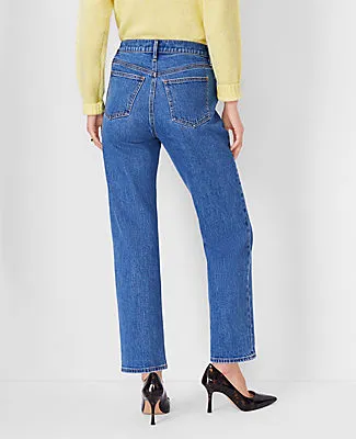 Ann Taylor High Rise Straight Jeans in Vintage Mid Indigo Wash sold by Ann Taylor product image thumbnail 4