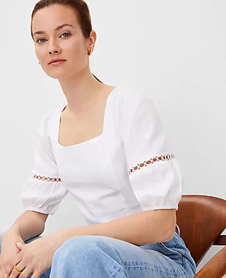 Ann Taylor Petite Square Neck Puff Sleeve Top sold by Ann Taylor product image thumbnail 3