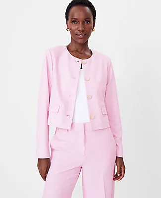 Ann Taylor The Petite Crew Neck Jacket in Cross Weave sold by Ann Taylor