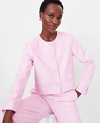 Ann Taylor The Petite Crew Neck Jacket in Cross Weave sold by Ann Taylor product image thumbnail 3