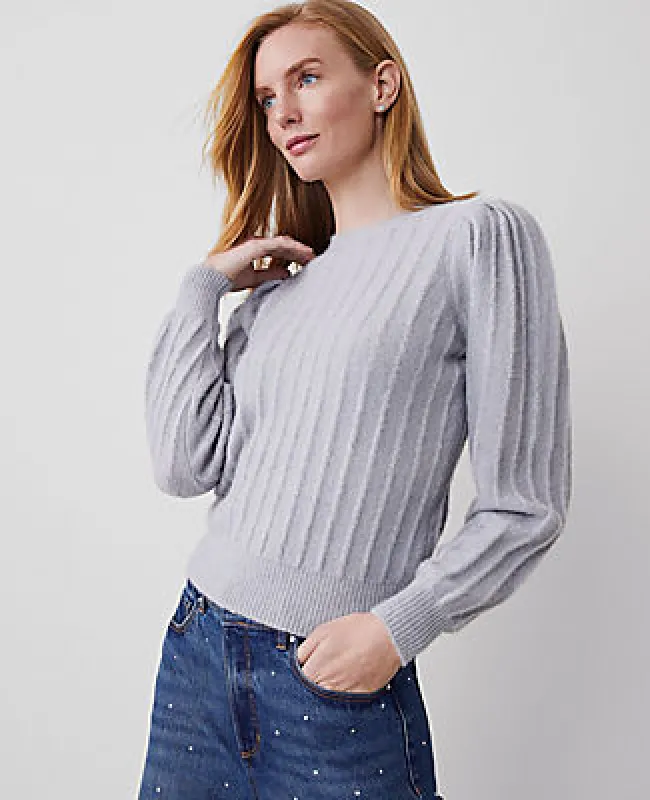 Ann Taylor Ribbed Puff-Sleeve Sweater sold by Ann Taylor