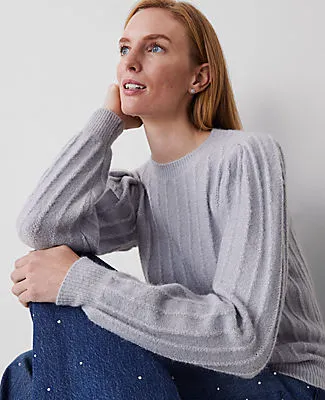 Ann Taylor Ribbed Puff-Sleeve Sweater sold by Ann Taylor product image thumbnail 3