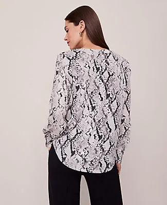 Ann Taylor Petite Snake Print Mixed Media Top sold by Ann Taylor product image thumbnail 2
