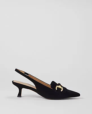 Ann Taylor Horsebit Fringe Suede Kitten Heels sold by Ann Taylor