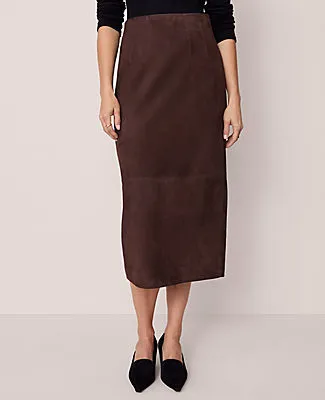 Ann Taylor Studio Collection Seamed Pencil Skirt in Suede sold by Ann Taylor product image thumbnail 2