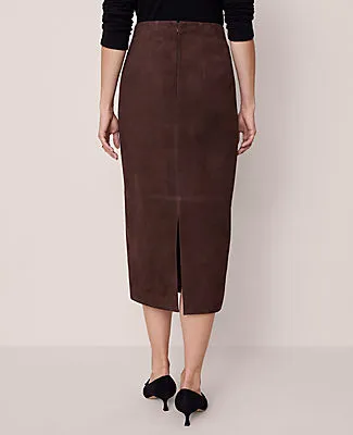 Ann Taylor Studio Collection Seamed Pencil Skirt in Suede sold by Ann Taylor product image thumbnail 3
