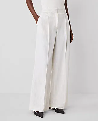 Ann Taylor The Pleated Wide-Leg Pant in Pinstripe sold by Ann Taylor product image thumbnail 2