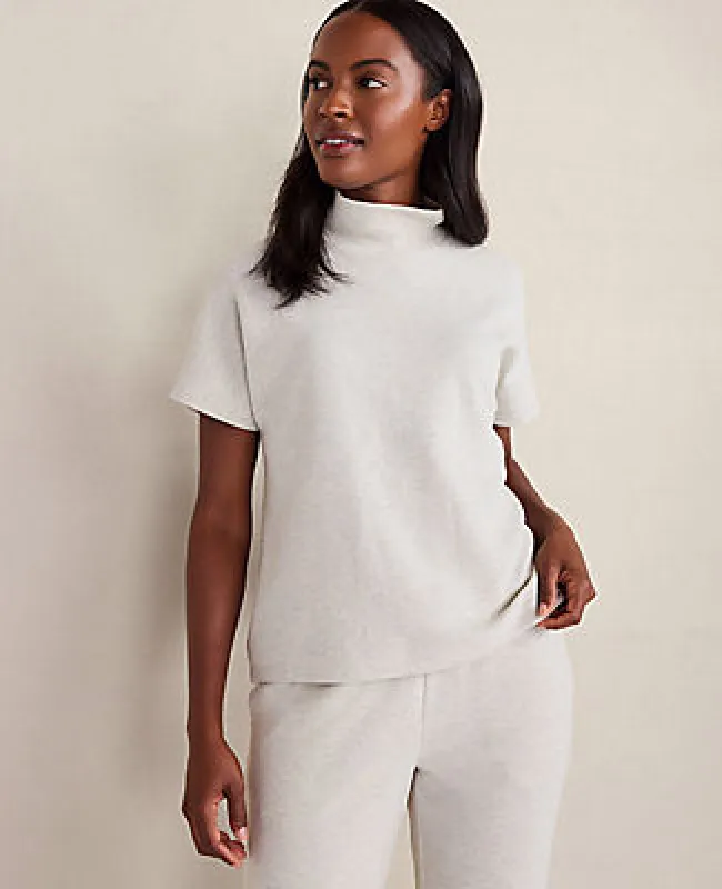 Ann Taylor Haven Well Within Cotton Blend Ottoman Rib Mock Neck Top sold by Ann Taylor