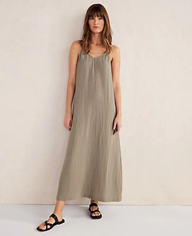 Ann Taylor Haven Well Within Organic Cotton Gauze V-Neck Midi Dress sold by Ann Taylor