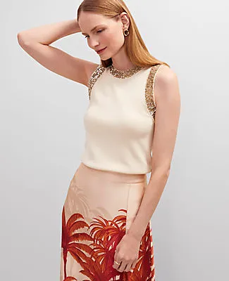 Ann Taylor Studio Collection Sequin Trimmed Sweater Shell Top sold by Ann Taylor product image thumbnail 3