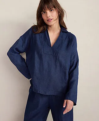 Ann Taylor Haven Well Within Linen Collared Long Sleeve Top sold by Ann Taylor