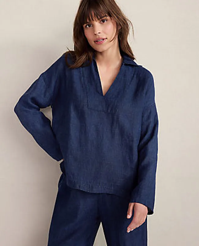 Ann Taylor Haven Well Within Linen Collared Long Sleeve Top sold by Ann Taylor