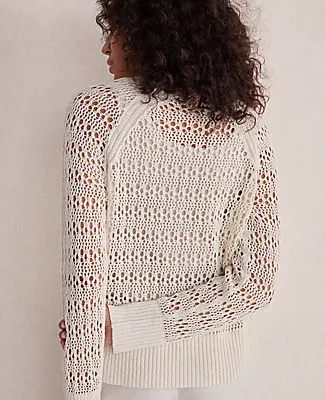 Ann Taylor Haven Well Within Organic Cotton Linen Open Stitch Crewneck Sweater sold by Ann Taylor product image thumbnail 2