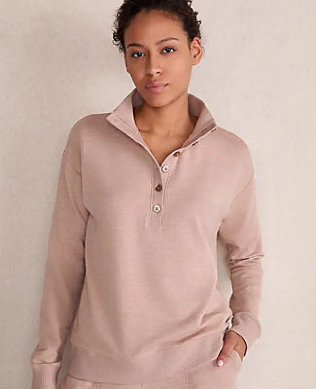 Ann Taylor Haven Well Within Fleece Johnny Collar Henley sold by Ann Taylor