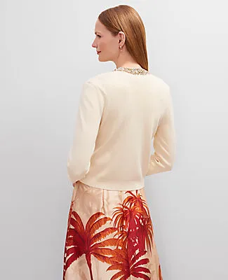 Ann Taylor Studio Collection Sequin Trimmed Open Cardigan sold by Ann Taylor product image thumbnail 2