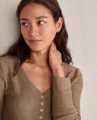 Ann Taylor Haven Well Within Brushed Rib Knit Long Sleeve Henley sold by Ann Taylor product image thumbnail 2