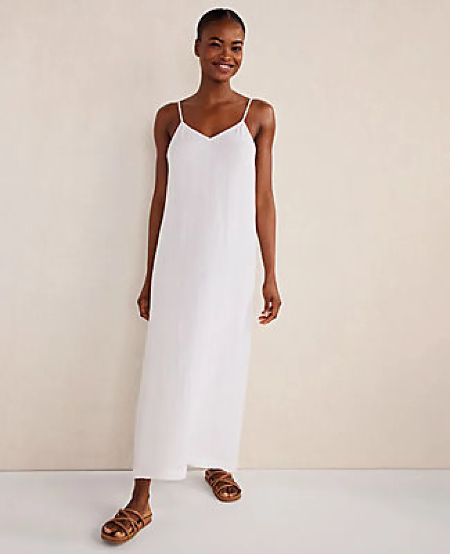 Ann Taylor Haven Well Within Organic Cotton Gauze V-Neck Midi Dress sold by Ann Taylor