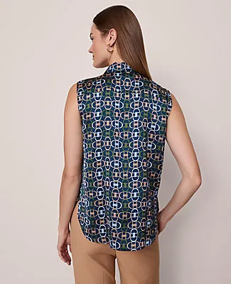 Ann Taylor Chain Link Print Sleeveless Shirt sold by Ann Taylor product image thumbnail 2