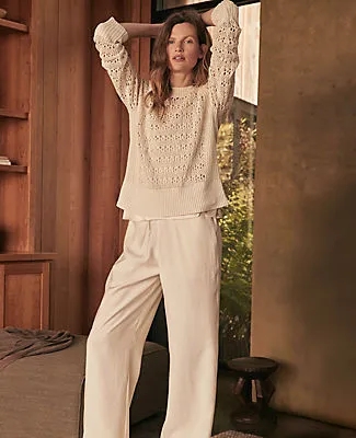 Ann Taylor Haven Well Within Organic Cotton Linen Open Stitch Crewneck Sweater sold by Ann Taylor product image thumbnail 4