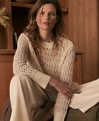 Ann Taylor Haven Well Within Organic Cotton Linen Open Stitch Crewneck Sweater sold by Ann Taylor product image thumbnail 5