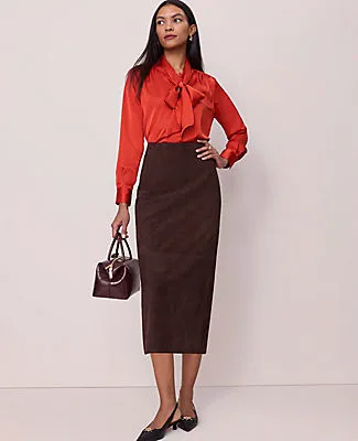Ann Taylor Studio Collection Seamed Pencil Skirt in Suede sold by Ann Taylor product image thumbnail 5