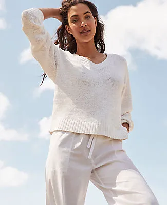 Ann Taylor Haven Well Within Organic Cotton Flat Tape V-Neck Sweater sold by Ann Taylor product image thumbnail 4