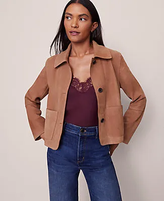 Ann Taylor Studio Collection Suede Collared Jacket sold by Ann Taylor product image thumbnail 2