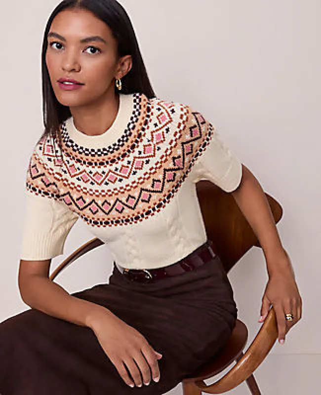 Ann Taylor Fair Isle Cable Sweater Tee sold by Ann Taylor