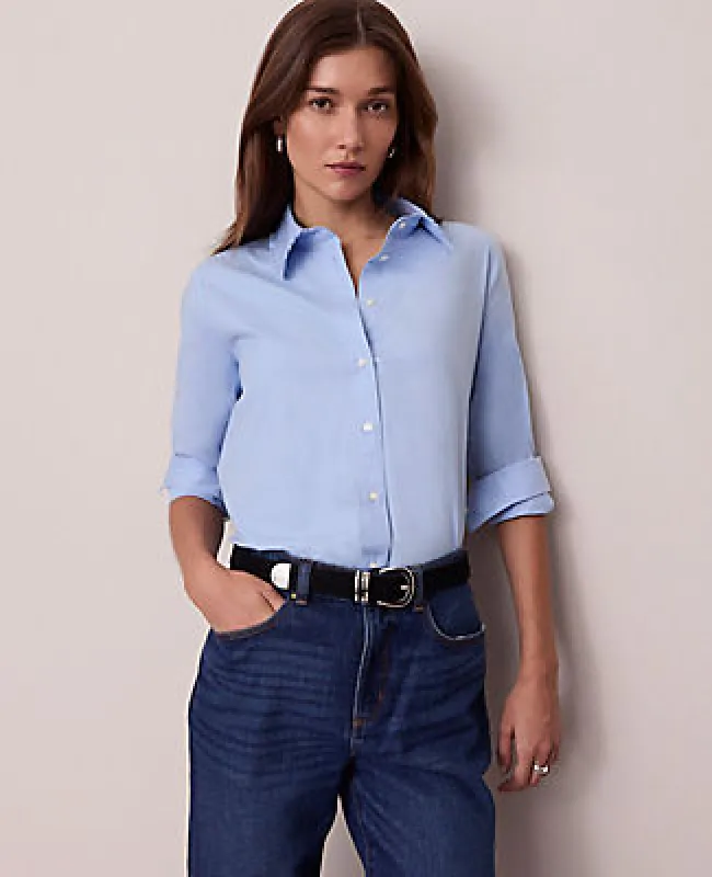Ann Taylor Weekend Collection Ruffle Collar Modern Shirt sold by Ann Taylor