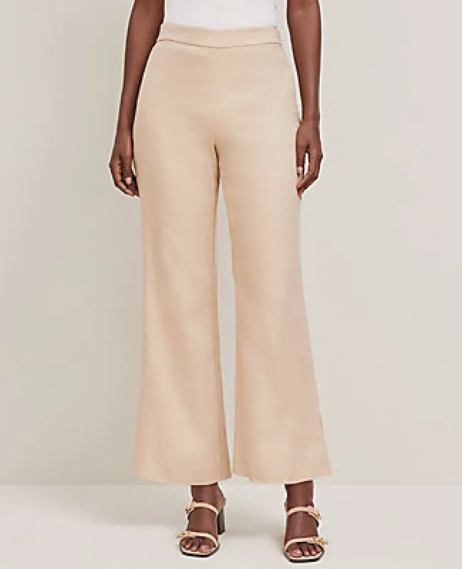 Ann Taylor The Petite Flare Ankle Pant in Linen Blend — Curvy Fit sold by Ann Taylor