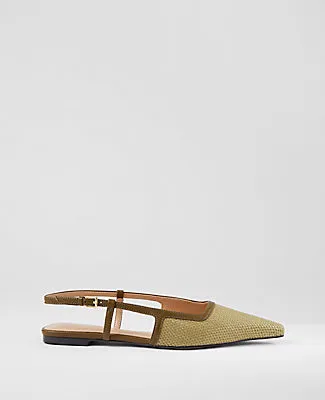 Ann Taylor Straw Nip Toe Slingback Flat sold by Ann Taylor