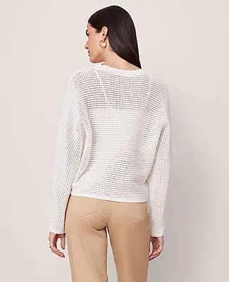 Ann Taylor Weekend Collection Open Stitch Scalloped Sweater sold by Ann Taylor product image thumbnail 2