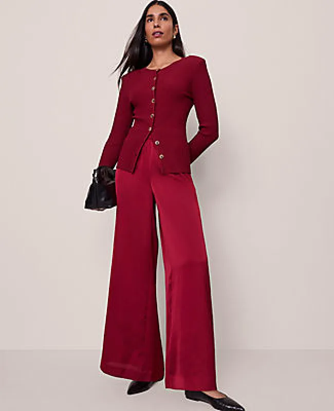 Ann Taylor The Petite Easy Palazzo Pant in Satin sold by Ann Taylor