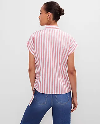 Ann Taylor Striped Collared Tie Waist Top sold by Ann Taylor product image thumbnail 2
