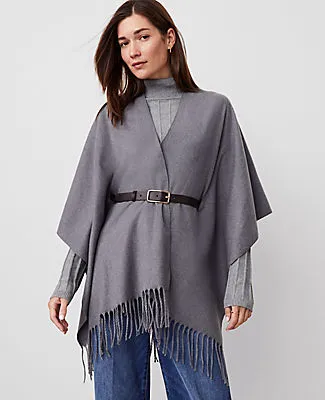 Ann Taylor Fringe Belted Poncho sold by Ann Taylor product image thumbnail 2
