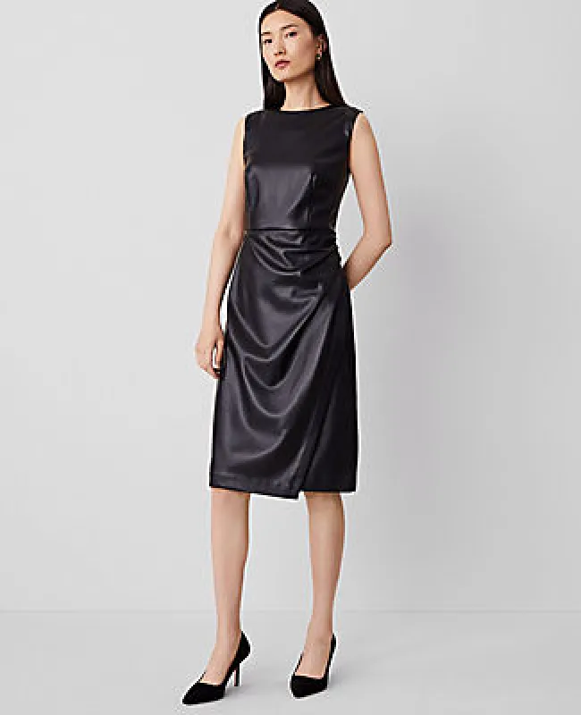 Ann Taylor Petite Faux Leather Sheath Dress sold by Ann Taylor