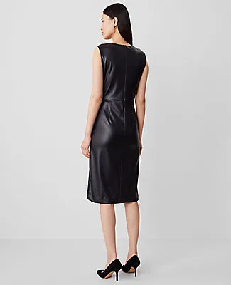 Ann Taylor Petite Faux Leather Sheath Dress sold by Ann Taylor product image thumbnail 2