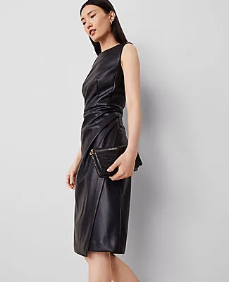 Ann Taylor Petite Faux Leather Sheath Dress sold by Ann Taylor product image thumbnail 3