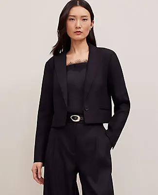 Ann Taylor The Petite Cropped Blazer in Linen Blend sold by Ann Taylor product image thumbnail 3