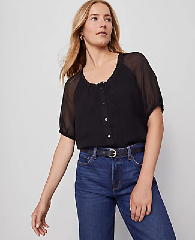 Ann Taylor Pintucked Raglan Popover Top sold by Ann Taylor