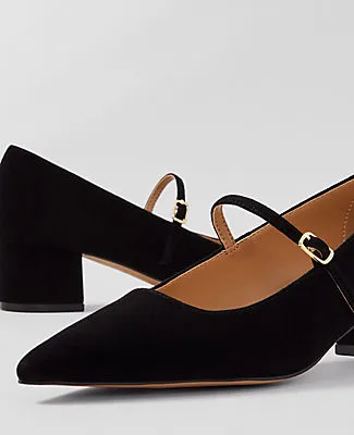 Ann Taylor Suede Pointy Toe Block Heel Pumps sold by Ann Taylor product image thumbnail 2