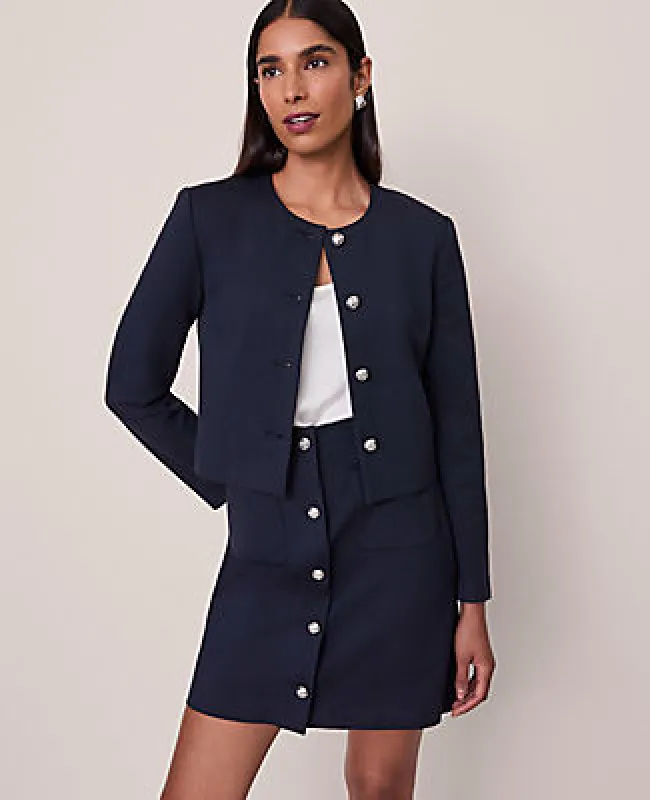 Ann Taylor The Petite Crew Neck Jacket in Ponte sold by Ann Taylor