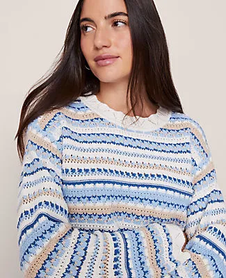 Ann Taylor Weekend Collection Striped Mixed Stitch Sweater sold by Ann Taylor product image thumbnail 3